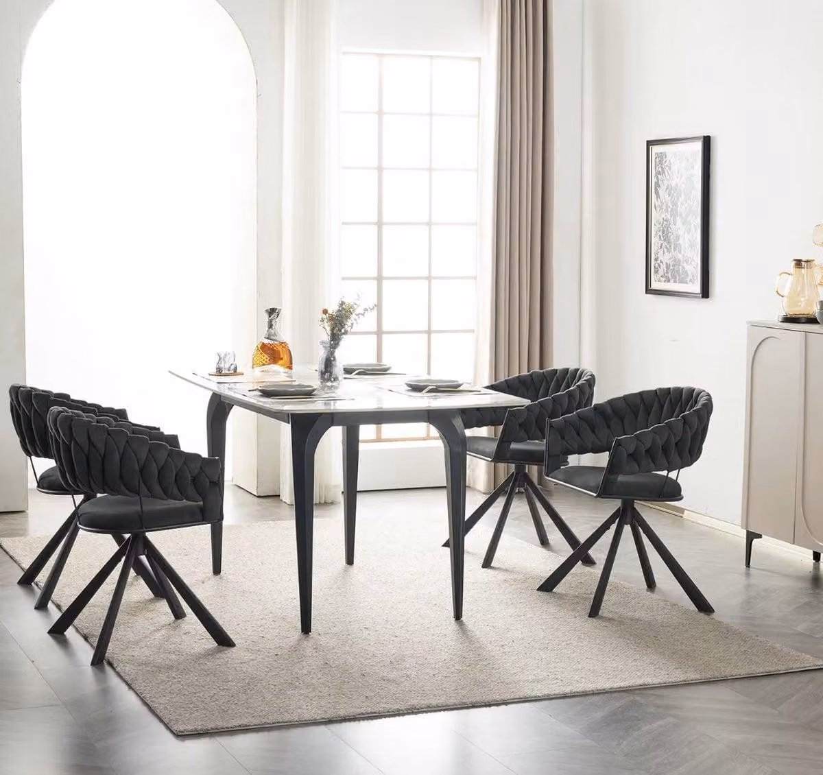 Set di 2 eleganti sedie da pranzo - Sedia girevole - Sedia da pranzo in velluto - Sedia per tavolo da pranzo - Sedia