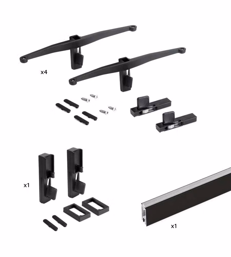 Emuca Kit Supporti Mensole e Barra Appendiabiti Nero Testurizzato