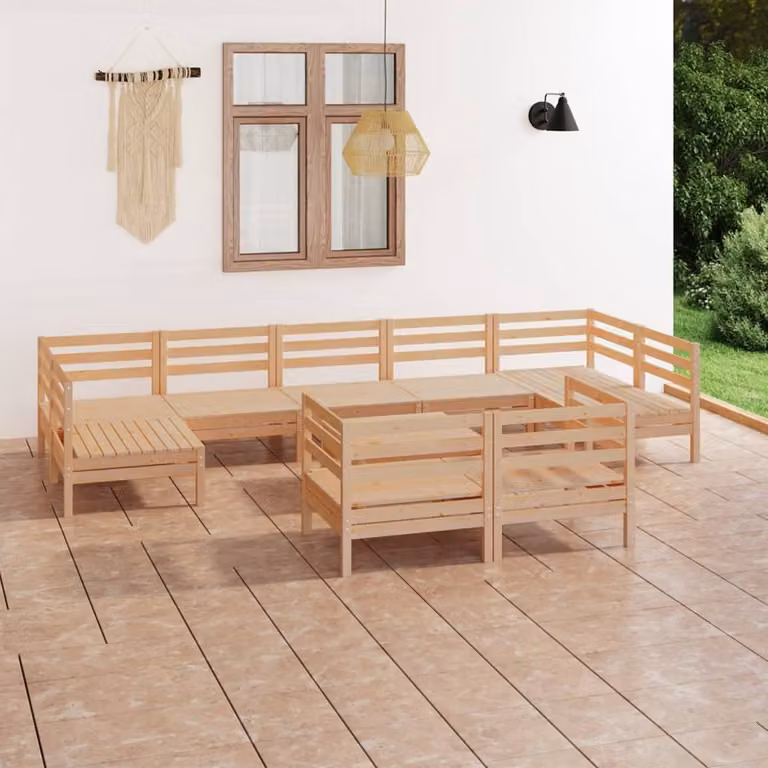 The Living Store Set da salotto da giardino in pino massiccio da 10 pezzi