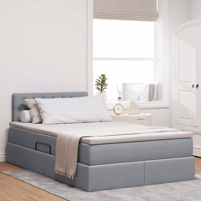 Letto con contenitore e materasso vidaXL Grigio chiaro L: 120 cm, P: 200 cm, H: 280 cm