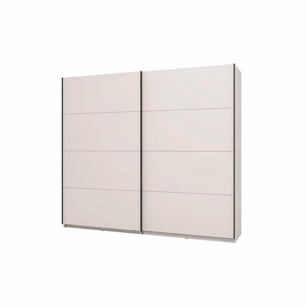 Armadio da camera da letto Salemi DMORA con ante scorrevoli, bianco e beige, L: 245 cm, H: 218 cm – 2