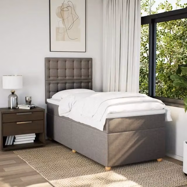 Letto con Giroletto a Molle e Materasso vidaXL, Colore Grigio e Beige, L 80 x P 200 cm