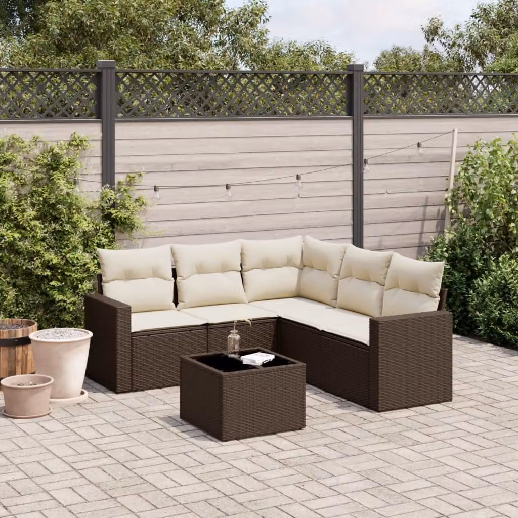 Maison Exclusive - Set Divano da Giardino 6 pz con Cuscini Marrone in Polyrattan