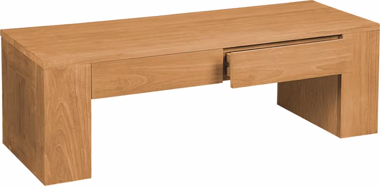 Mobile basso in legno di teak, dimensioni 120x45 cm, modello Torup, realizzato in legno massello e resistente agli agenti atmosferici