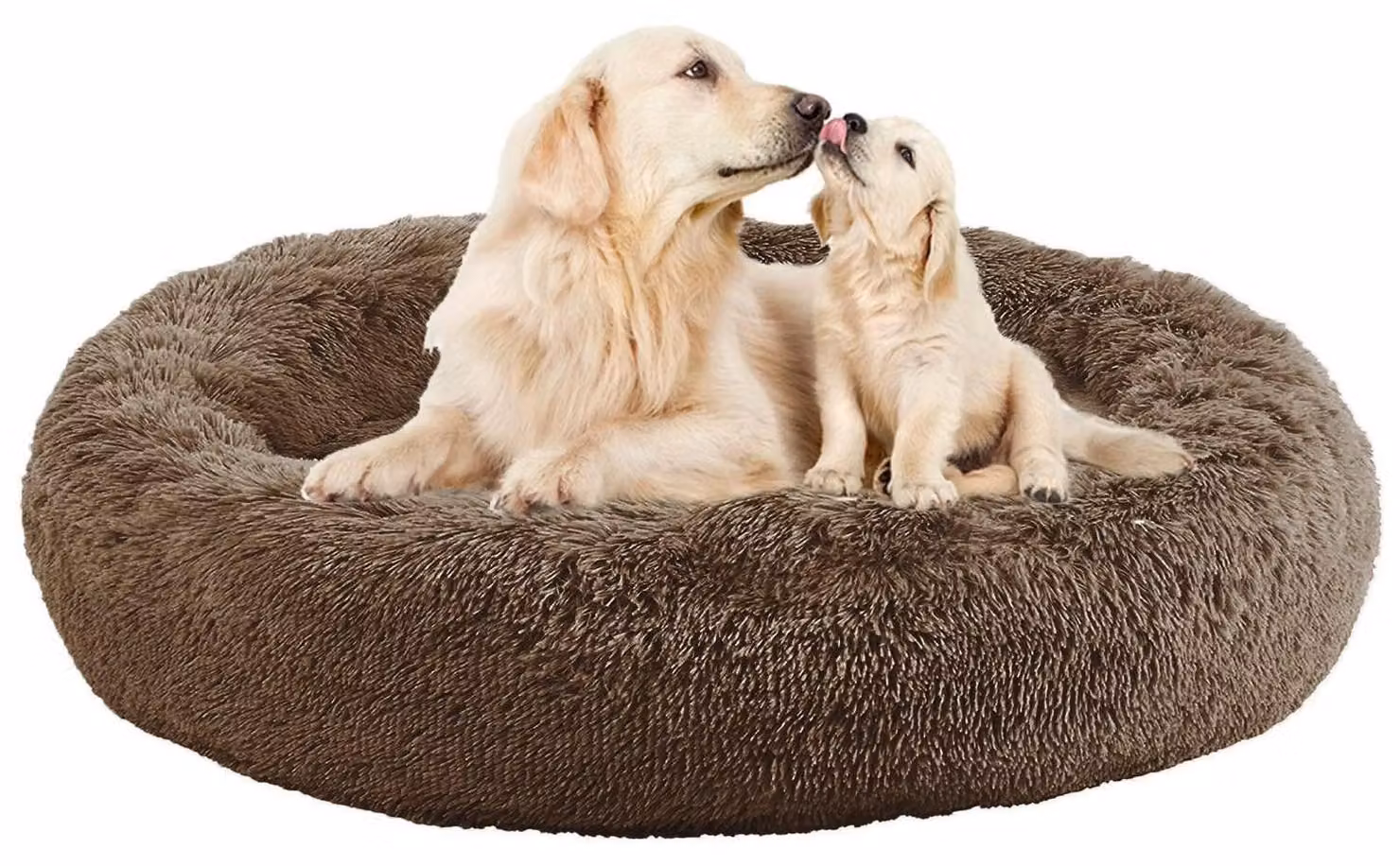 Cuccia per cani, forma circolare, diametro 90 cm, colore marrone, lavabile, imbottita, antiscivolo