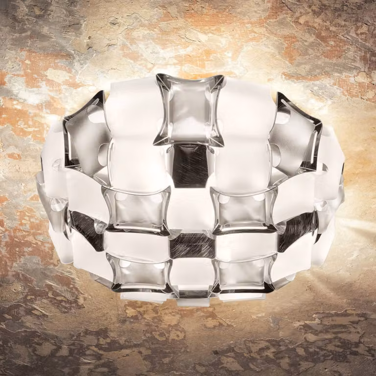Slamp Plafoniera di design Mida, dimmerabile, Alluminio / Grigio / Zincato, Soggiorno / Sala da pranzo, Plastica, Design, Plafoniera