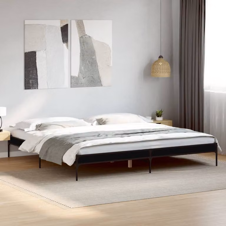 vidaXL Giroletto Nero in Legno Multistrato e Metallo 200x200 cm