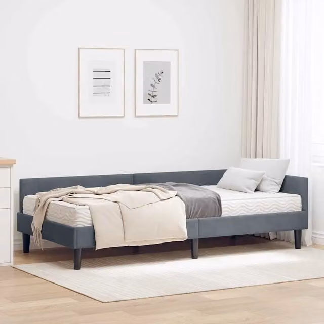 Struttura Letto Angolare con Materasso 2 pz-Giroletto con materasso Grigio Velluto 229562