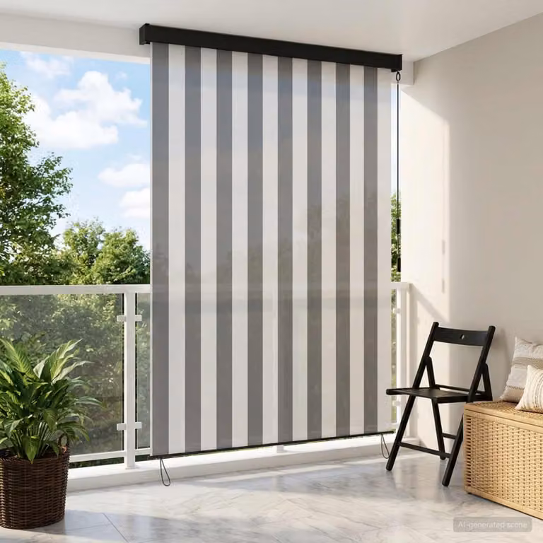 Tenda a rullo vidaXL in poliestere e alluminio, Antracite e Bianco, L 100 cm x H 250 cm