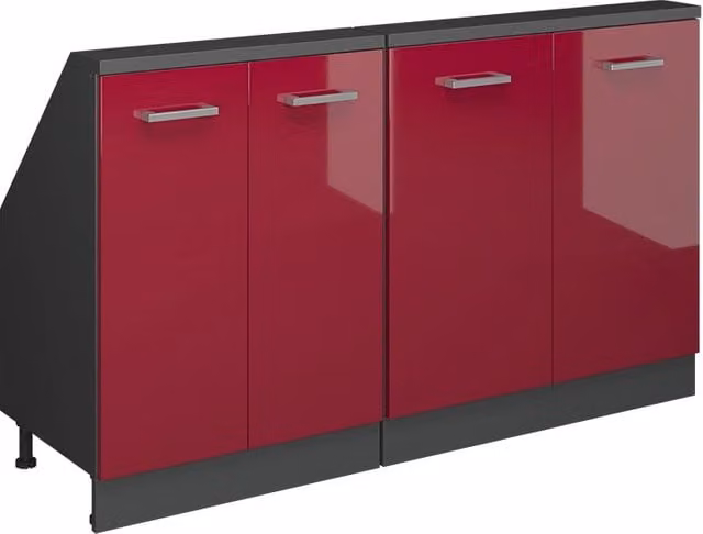Set di mobili sottotetto Rion Rosso lucido/Antracite Set di 2 Vicco