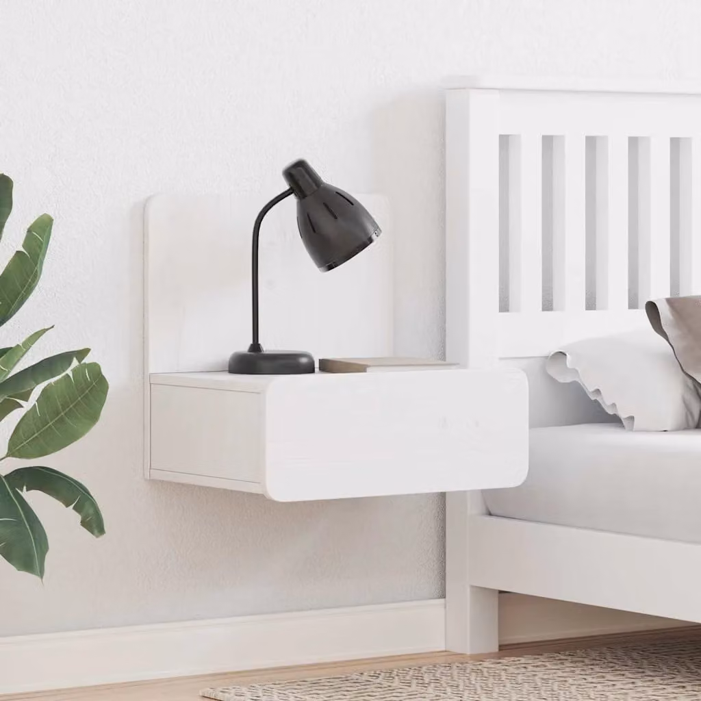 Set di 2 comodini vidaXL in legno di pino massello bianco L 44 cm x P 32,5 cm x H 40 cm