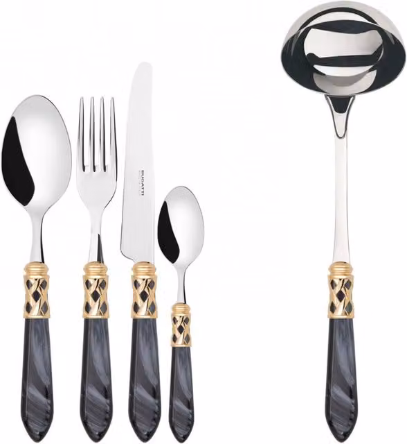 ALADDIN Ghiera Dorata, Posate Set 49 pz, Scatola Wengè, Casa Colore: Nero