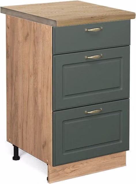 Mobiletto base per cucina Fame-Line Verde-oro rustico/Rovere dorato 50 cm, PL Rovere Vicco