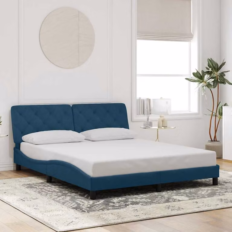 vidaXL Giroletto senza Materasso in Velluto Blu L/P/H: 200 x 160 x 74,5 cm