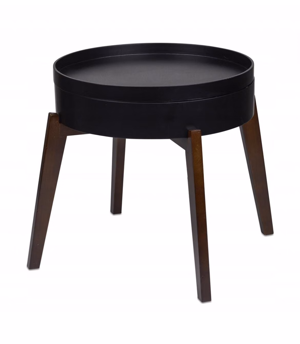 Tavolino rotondo da 45 cm con ripiano e vassoio, tavolino decorativo in stile loft