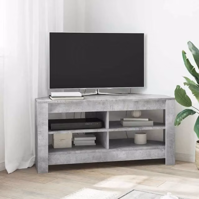 Mobile TV angolare vidaXL in stile moderno, credenza per soggiorno grigio cemento, L 102 x P 41 x H 50 cm