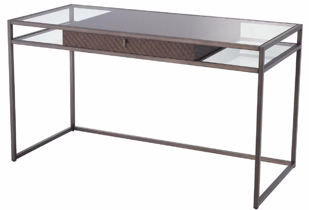 Casa Padrino scrivania con cassetto in bronzo 135 x 60 x h. 75,5 cm - Qualità lusso - Mobili da ufficio