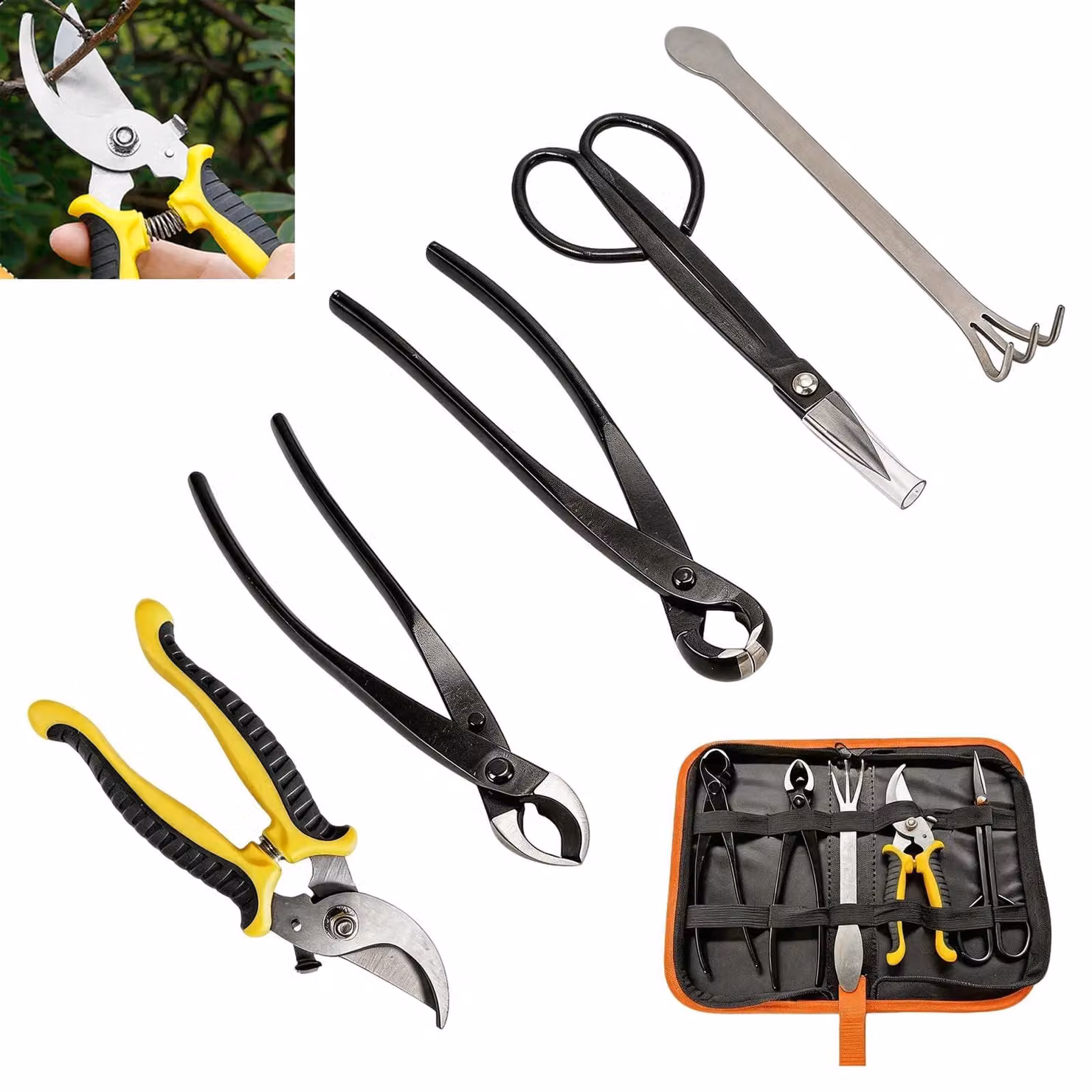 Omgoods - Set di 6 strumenti per bonsai Acciaio al carbonio