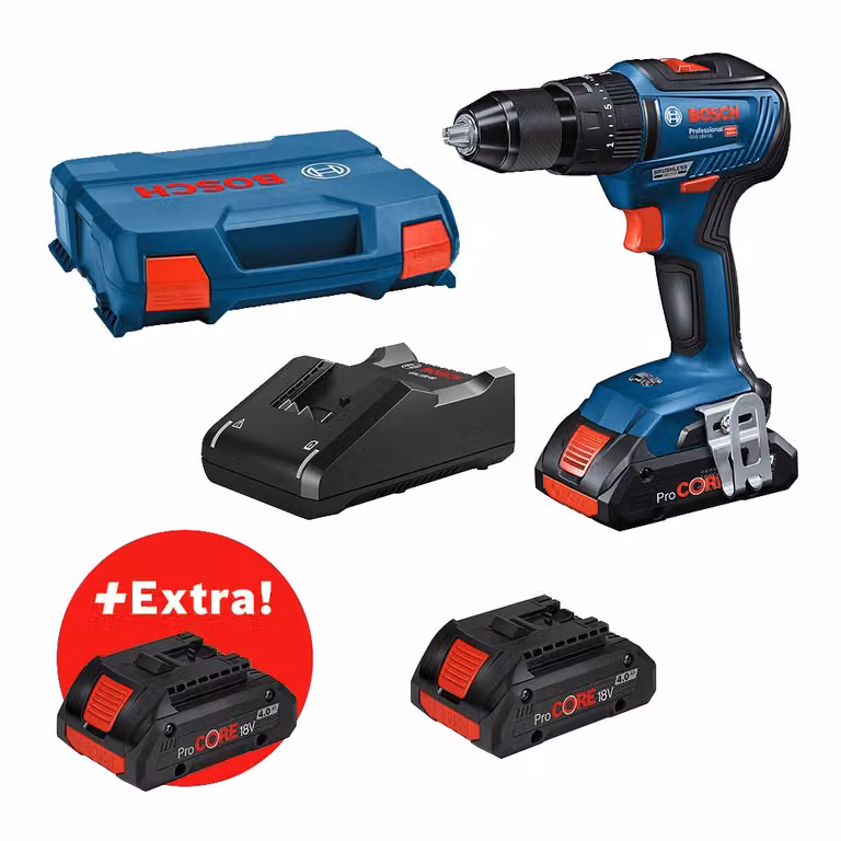 Trapano a percussione a batteria Bosch GSB18V-55 + 3x batteria ricaricabile 4,0Ah + GAL18V-40 0615990L4L