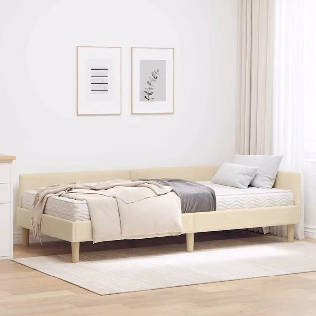 Struttura Letto Angolare con Materasso 2 pz Crema 100 x 200 cm 3393683