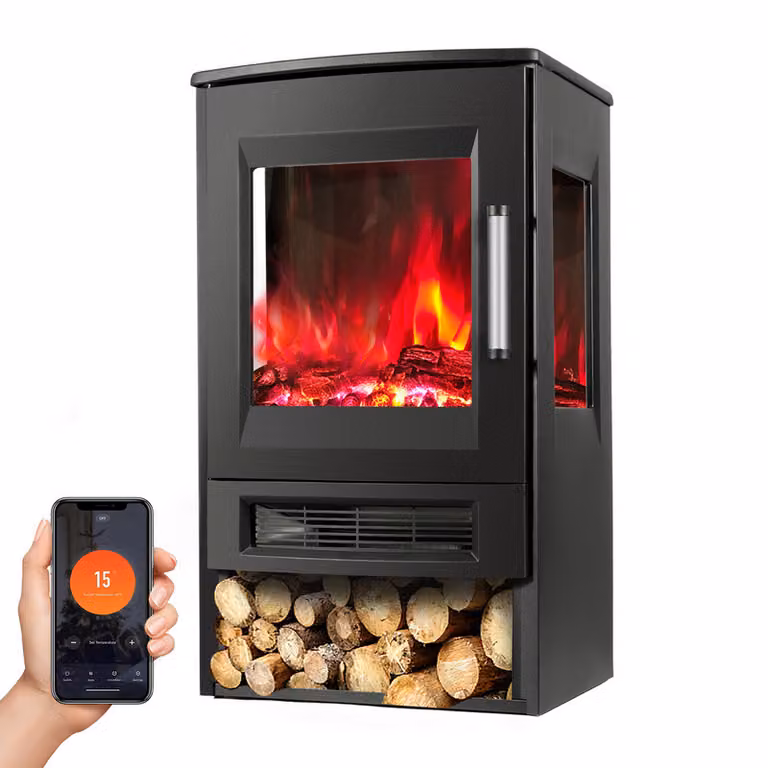 Clanmacy caminetto elettrico 900W/1800W caminetto elettrico a 8 fiamme a colori da pavimento con telecomando