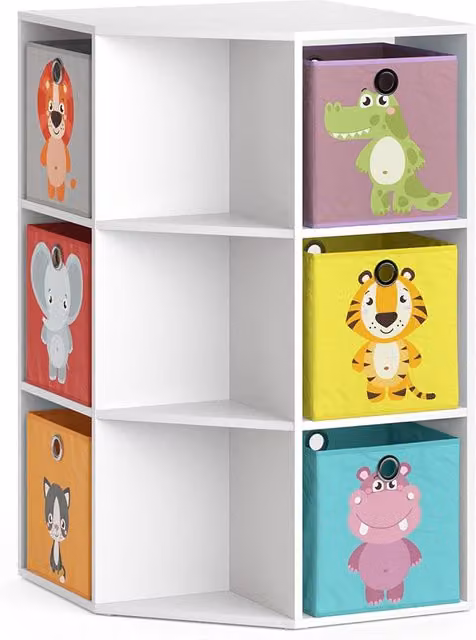 Libreria per bambini Vicco Luigi Bianco con 6 scatole pieghevoli L: 64 cm, H: 107.8 cm, P: 32 cm – 1