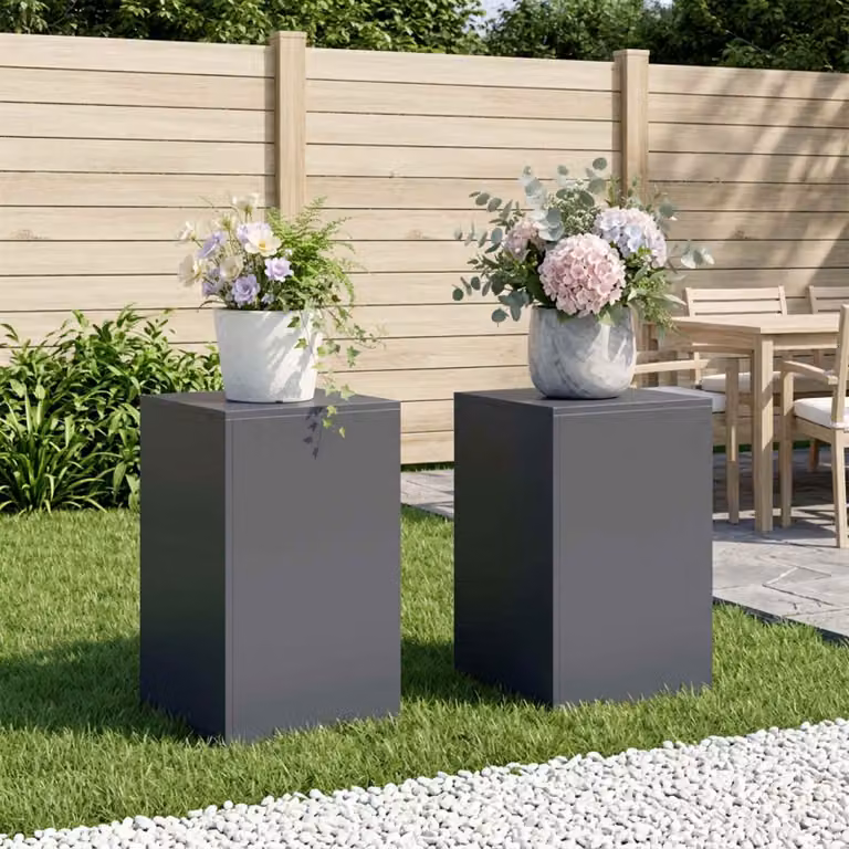 Set di 2 supporti per piante vidaXL in acciaio zincato colore antracite L/P/H: 40 x 40 x 60 cm
