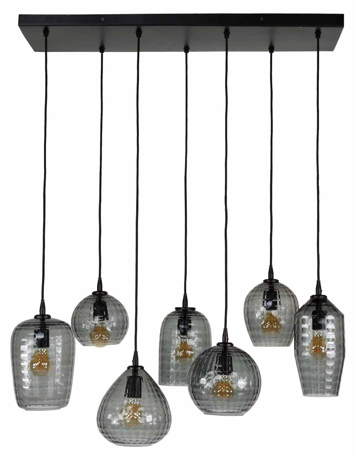 Lampada da soffitto FURNLUX Hexagon nero e vetro nero 90 cm / Colore principale: nero / Dimensioni: 90 x 150 x 30 cm