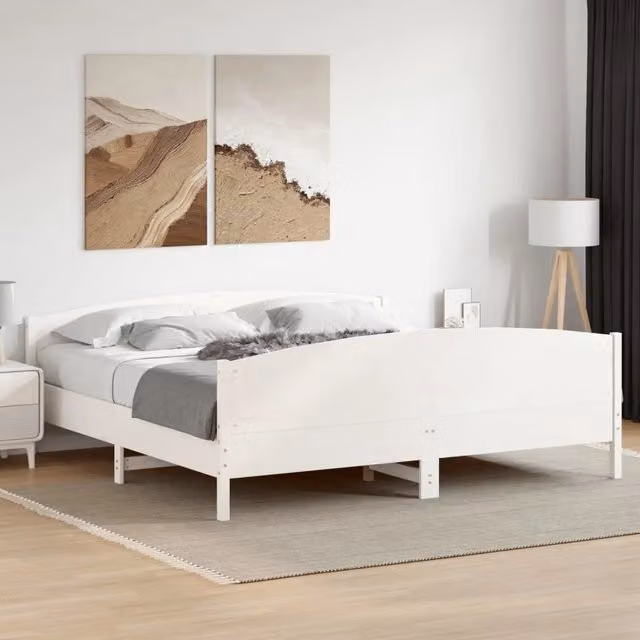 Giroletto vidaXL in legno di pino massello bianco con doghe piatte 200x200 cm