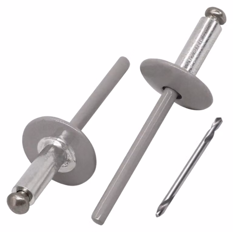 Rivet ciechi, 4,8x14 mm, alluminio/acciaio inossidabile, colore RAL 7036, confezione da 50 pezzi, con punta da trapano inclusa