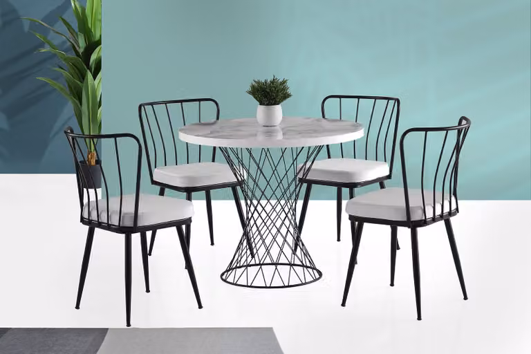 Skye Decor, Pota - 1482, tavolo da pranzo, bianco, 100% pannelli truciolari rivestiti in melamina, 90 x 90 x 75 cm