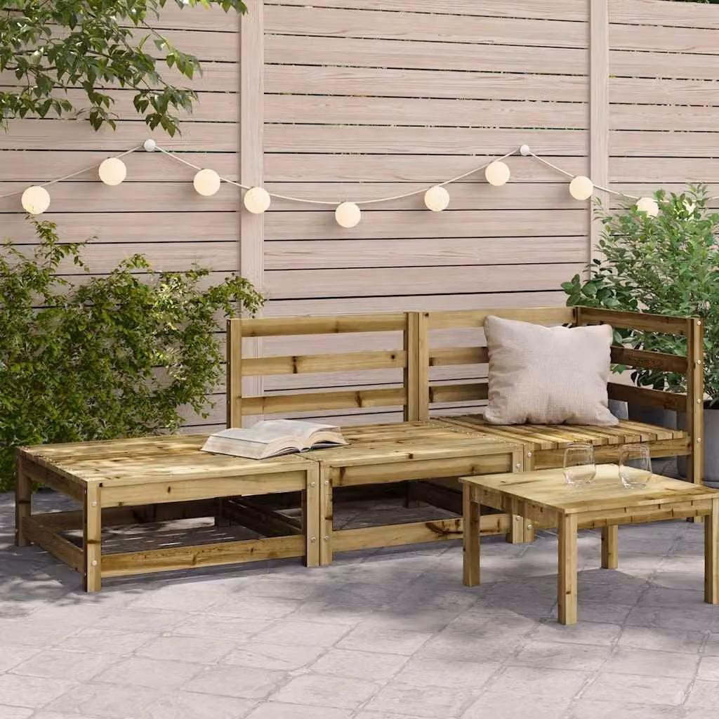 vidaXL Divano da Giardino a L con Poggiapiedi in Legno di Pino Trattato, Marrone – 1