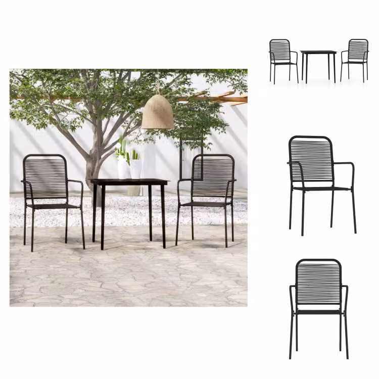 vidaXL Set da pranzo da giardino 3 pezzi nero - Set di mobili da giardino