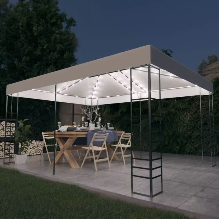 The Living Store Padiglione con luci LED 4x3x2,7 m Bianco