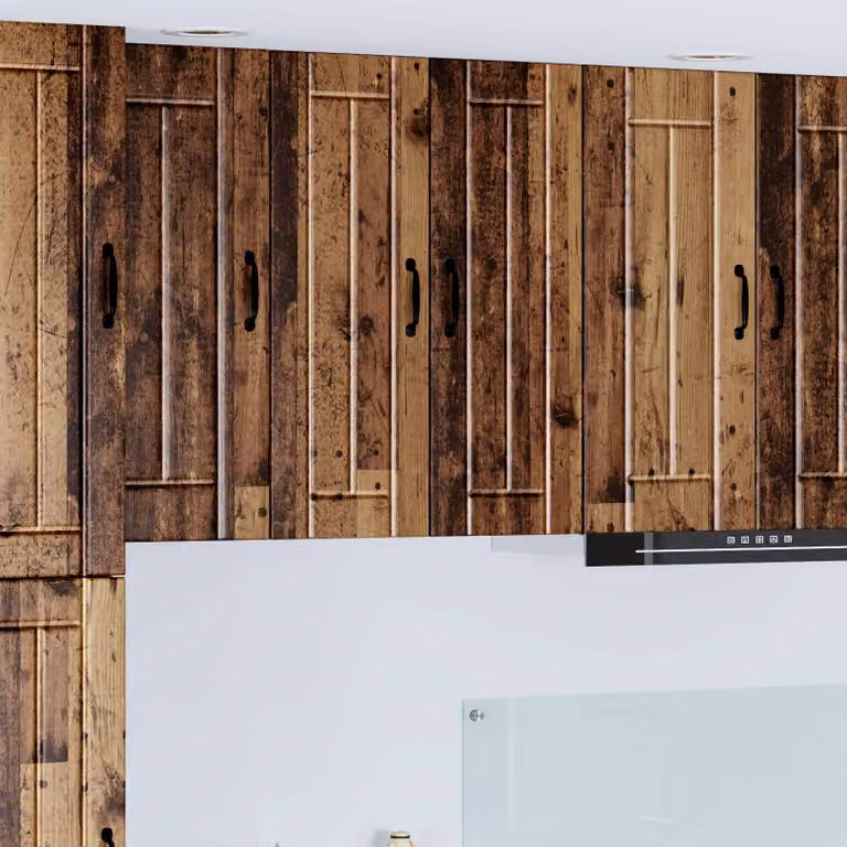 Set di 2 armadietti a muro vidaXL LUCCA in legno marrone per cucina con ante a battente e ripiani interni