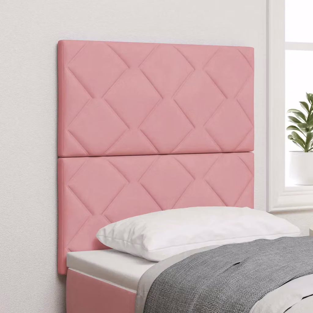 Testiera per letto con LED e porta USB vidaXL in velluto rosa, Larghezza: 80 cm