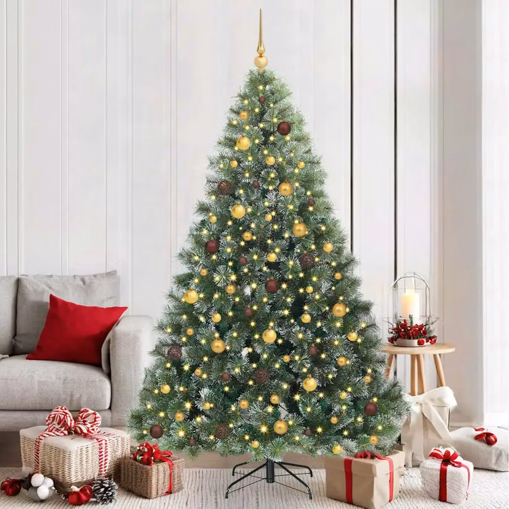 Albero di Natale artificiale vidaXL verde con 300 LED luce bianca calda in PE e PVC, Altezza: 210 cm