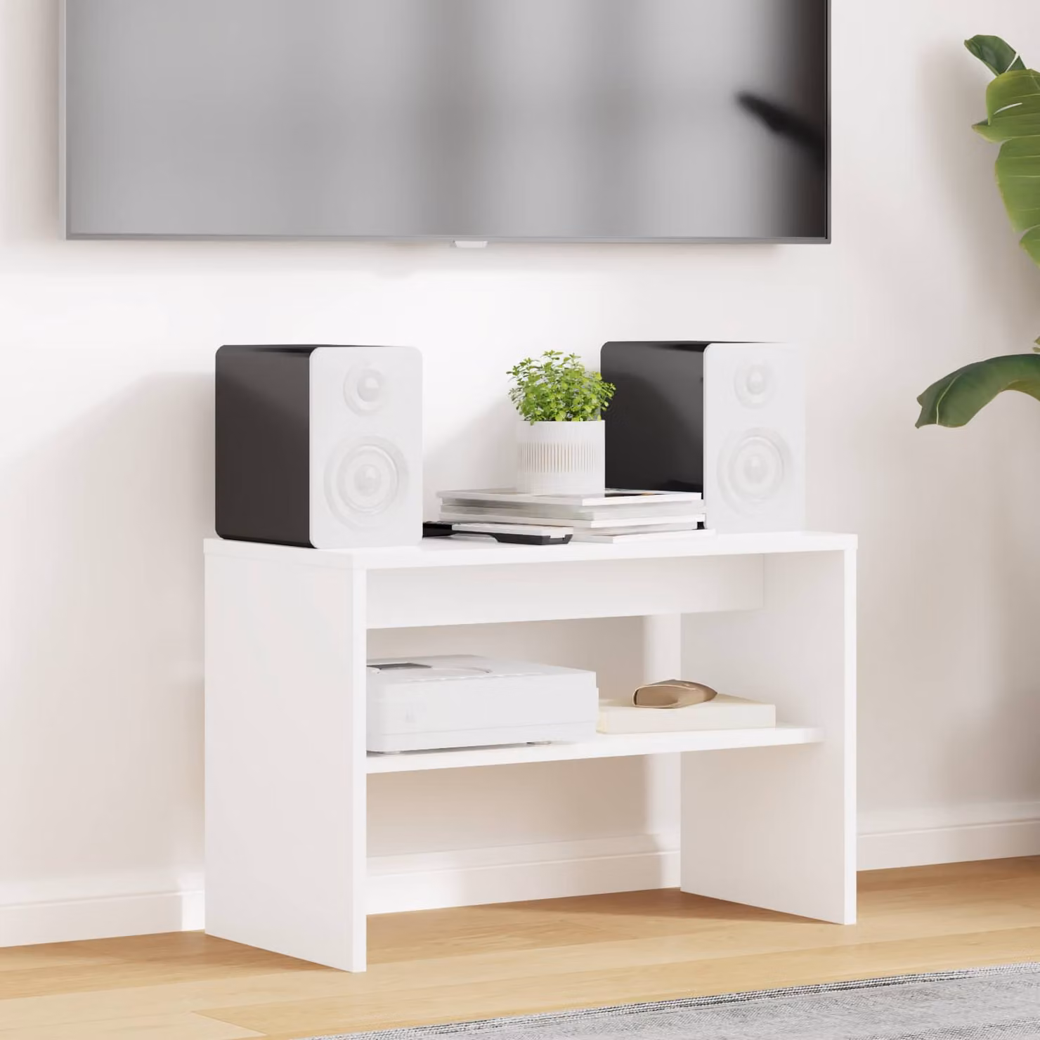 Mobile TV moderno vidaXL in legno MDF bianco L 60 cm, P 30 cm, H 40 cm