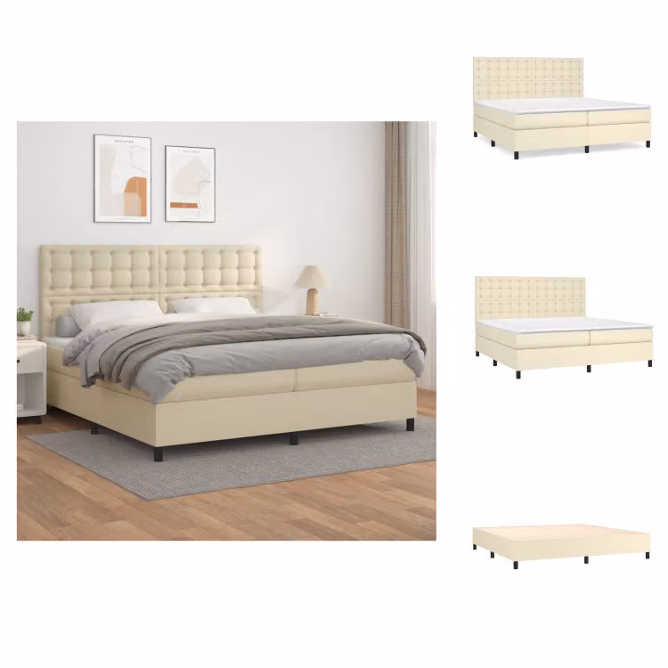 vidaXL Letto a molle con materasso crema 200x200 cm in Pelle finta - Letti & strutture letto