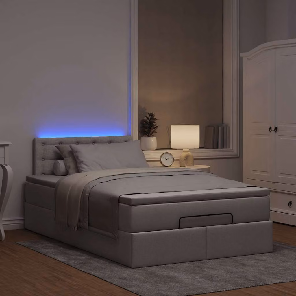 Maison Exclusive - Letto ottomano con materasso e LED taupe 120x190 cm tessuto