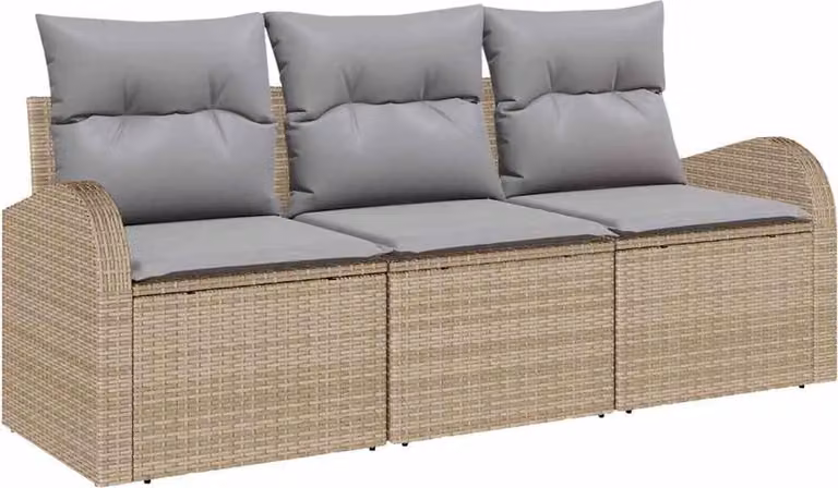 Set Divano da Giardino Beige polyrattan
