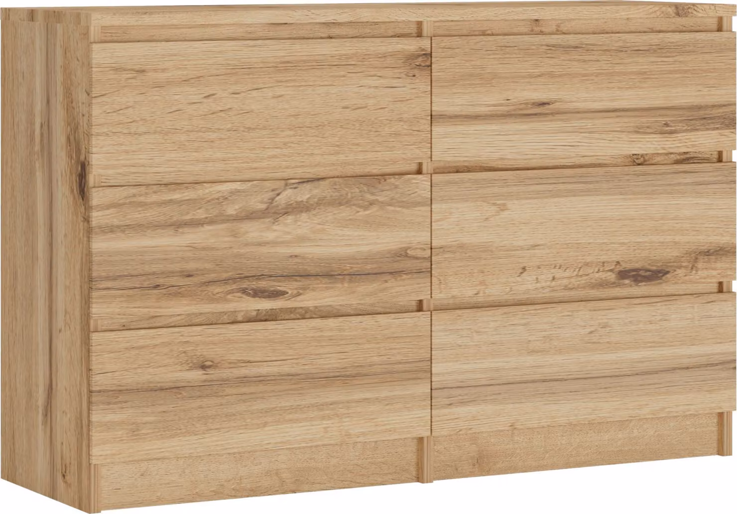 Cassettiera 6 cassetti, colore: rovere Wotan, 120 cm x 39 cm x 78 cm