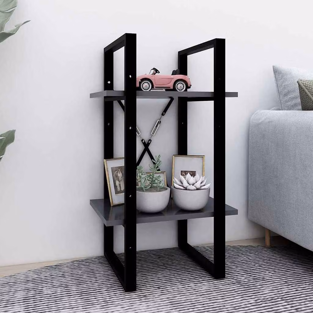 Libreria a 2 Ripiani vidaXL in Stile Industrial Grigia L: 40 cm, P: 30 cm, H: 70 cm
