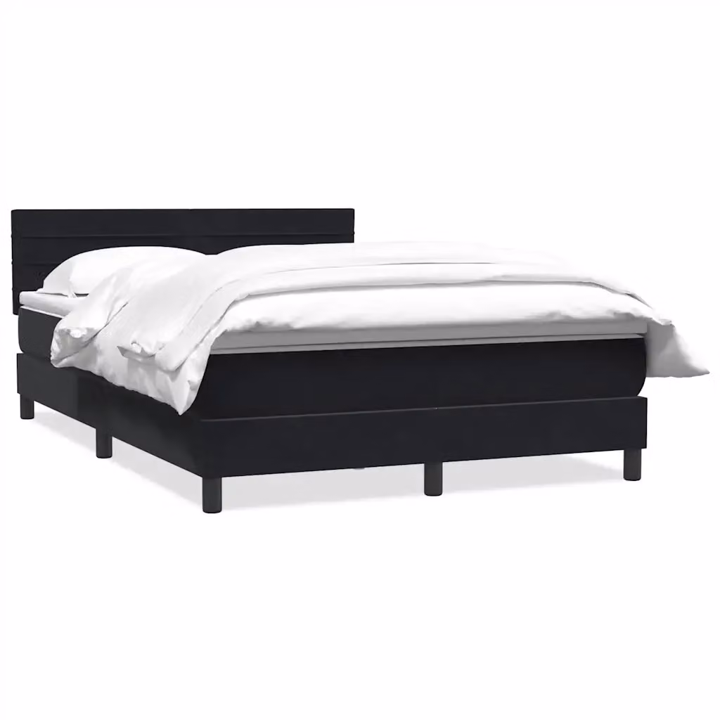 Letto Ibrido vidaXL con Giroletto a Molle e Materasso in Velluto Nero e Bianco L: 160 cm, P: 213 cm – 2