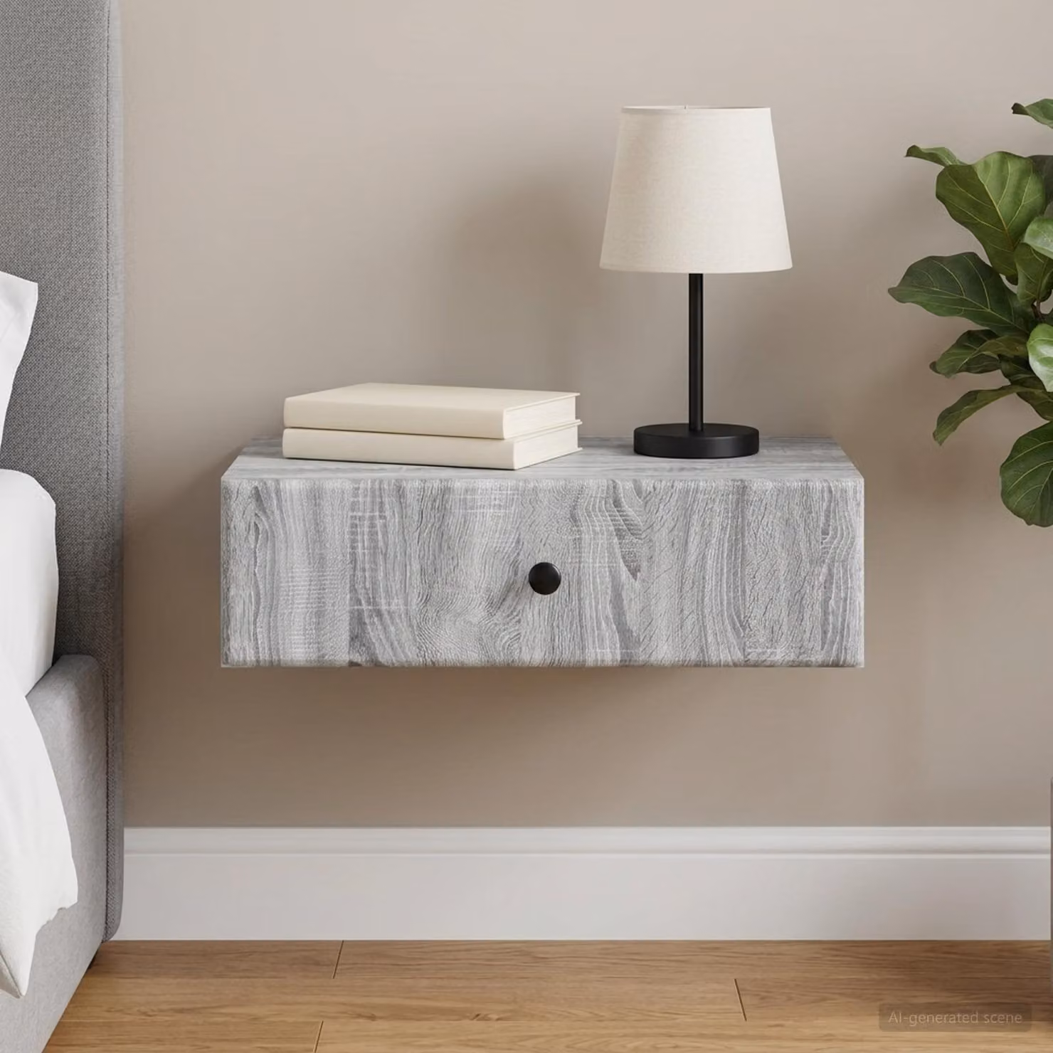 vidaXL Tavolino da Parete Laterale Moderno Grigio L: 59 cm, P: 34,5 cm, H: 17 cm