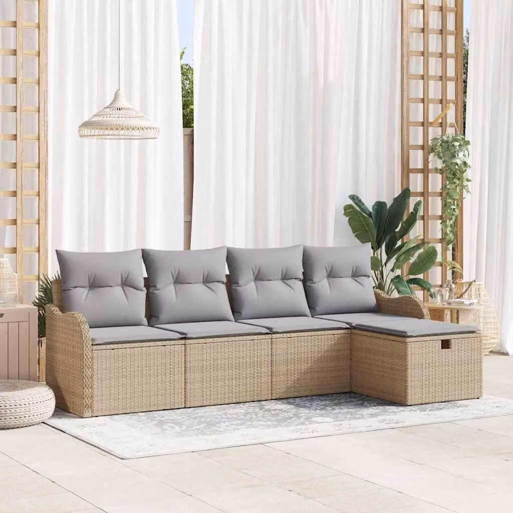 Maison Exclusive - Set da giardino composto da 5 pezzi, divano in rattan sintetico