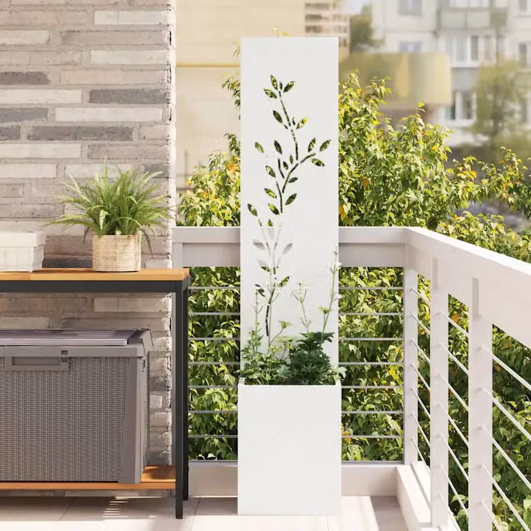 Paravent per privacy in giardino vidaXL in acciaio bianco L/P/H: 32 x 32 x 150 cm