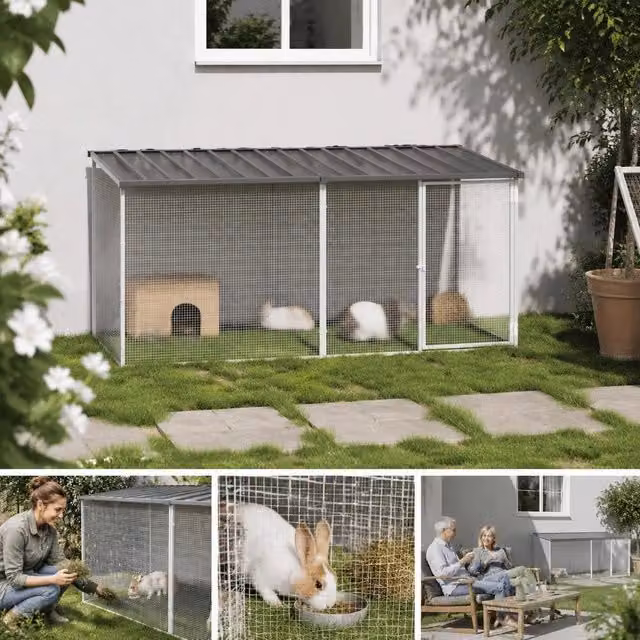 Chicken Coop With Roof, Anthracite, 203x98x90 Cm, Galvanized Steel