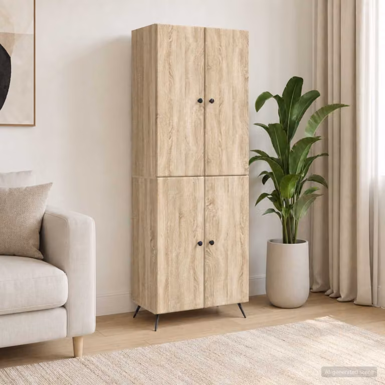 Set di 2 armadi moderni vidaXL in legno MDF color marrone con ante a battente e ripiani interni
