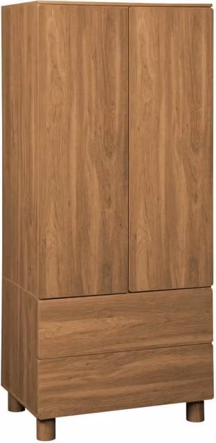 Armadio guardaroba effetto legno 2 ante, 2 cassetti e 1 appendiabiti,